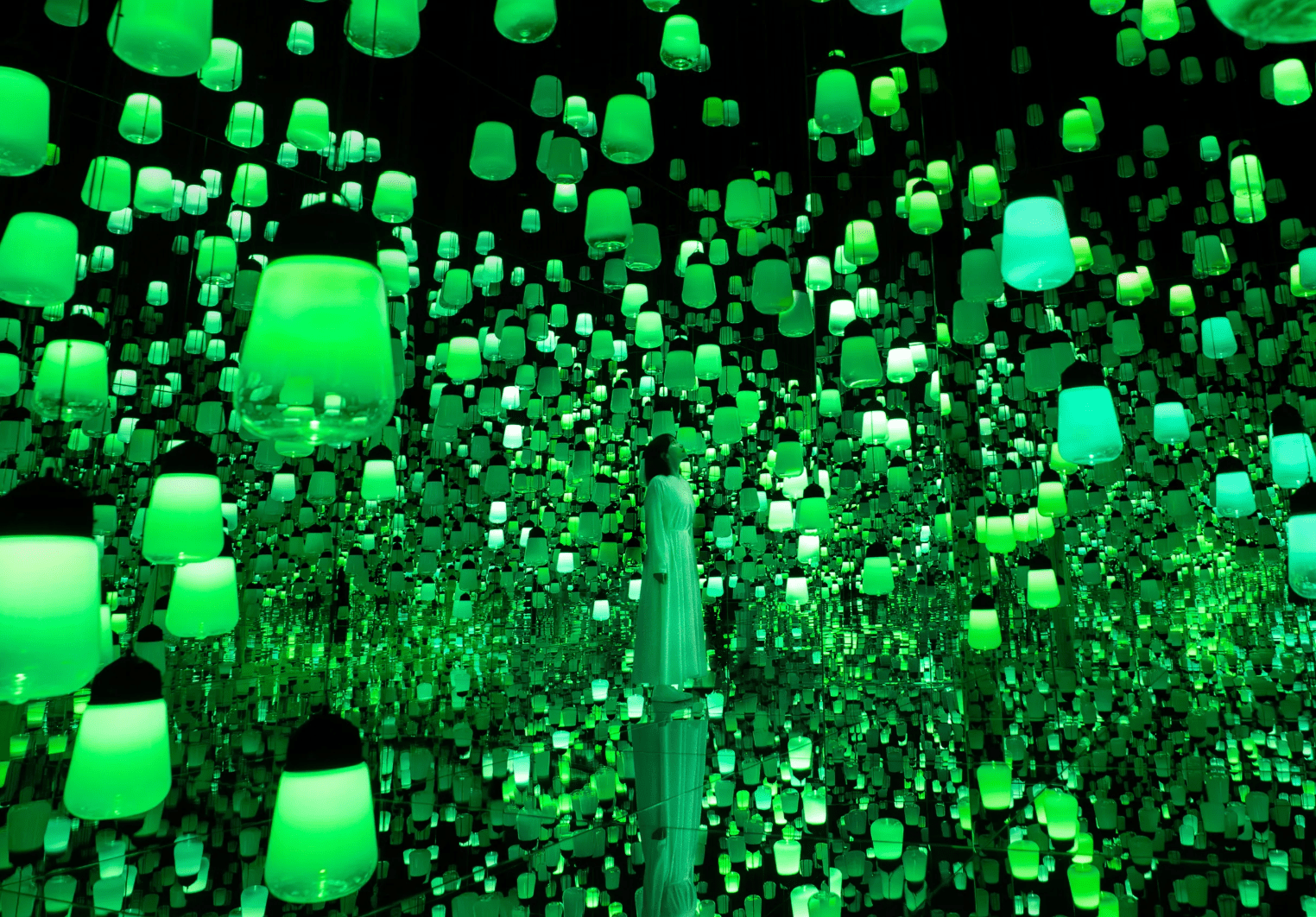 京都teamLab 2025｜7. Forest of Resonating Lamps: One Stroke 共鳴燈火森林